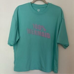 Disney/Uniqlo Aqua T-Shirt with Pink Mermaid Print